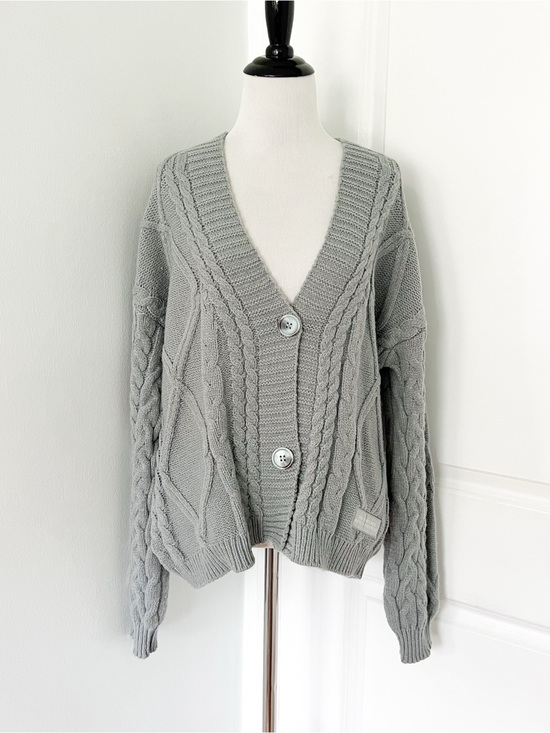 Taylor Swift Sweaters - Taylor Swift Tortured Poets Department Light Gray Cable Knit Button Cardigan